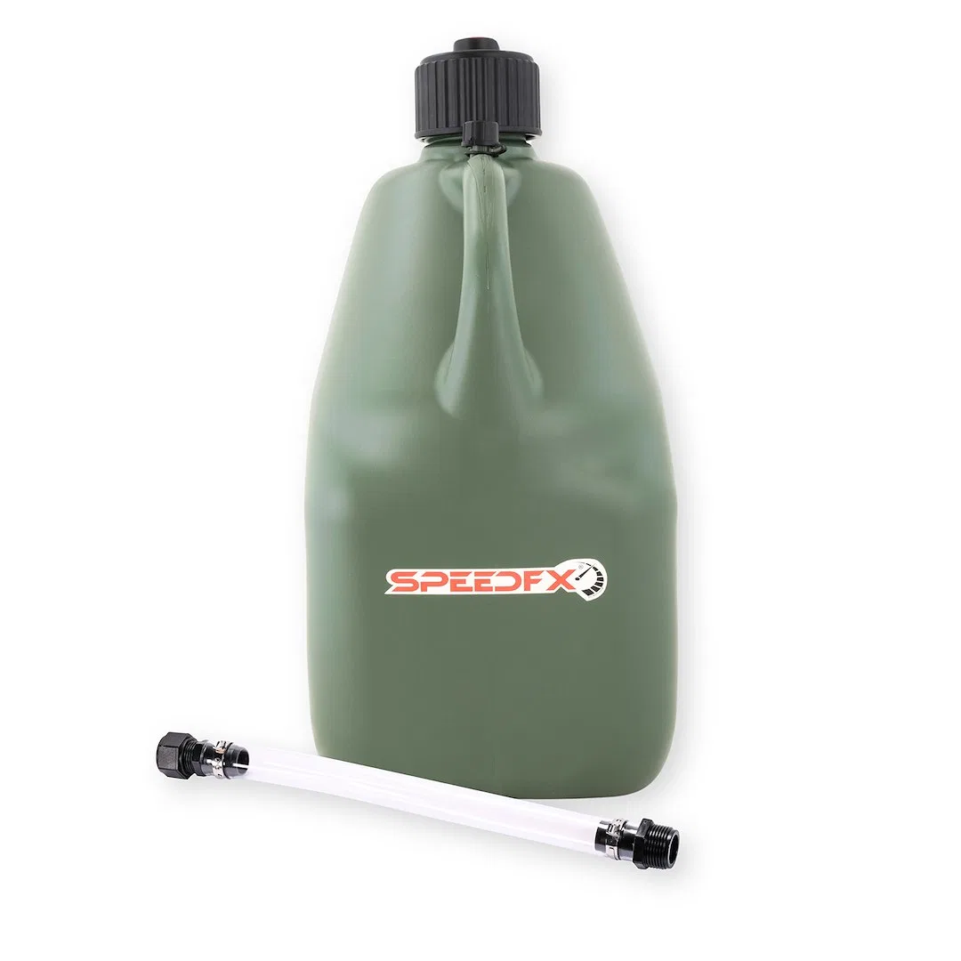 8834 – SPEEDFX Liquid Storage Container, Dark Green 5 Gallon Capacity Plastic With Filler Hose And Cap